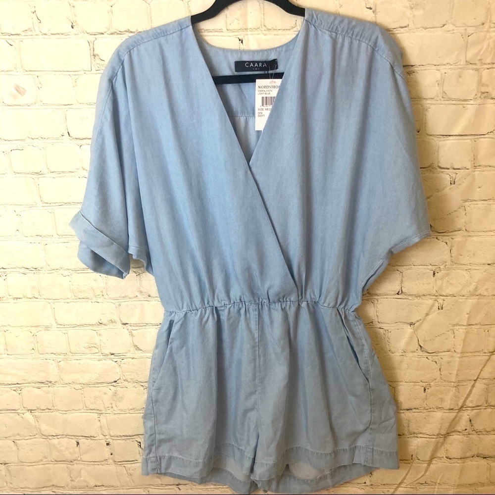 Caara chambray surplice romper